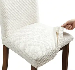 Waterproof Stretch Dining Chair Covers, Stain Resistant Soft Jacquard Woven Seat Covers, Washable Removable Chair Slipcovers for Home Hotel Restaurant Decor