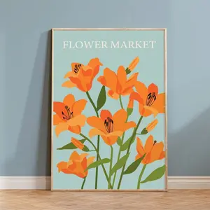 Tiger Lily Print, Orange Tiger Lily, Orange Flower Wall Art, Modern Floral Print, Flower Market Print, Hallway Wall Decor, Floral Artwork | Unframed A
