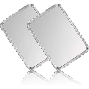 Stainless Steel Baking Sheet Set of 2,  Cookie Sheet Metal Baking Pan Oven Tray, Non  & Heavy Duty, Rust Free & Mirror Finish, Easy Clean & Dishwasher Safe, 20 x 14 x 1.3 Inch