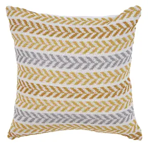 HomeRoots 516646 18 x 18 in. Chevron Cotton Zippered Pillow, Yellow & White