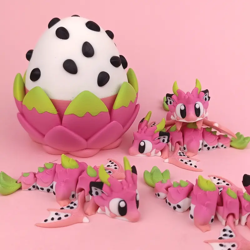 Dragon Fruit Baby Dragon with Egg | Adorable 3D Printed Collectible Dragon Egg
