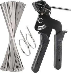 200 count Metal tie wrap  Kit,  Stainless Steel  Tie  Adjustable Tensioning and  Tool with 200 count 304 Self-Locking Stainless Steel  Ties of sizes 4.6x270mm