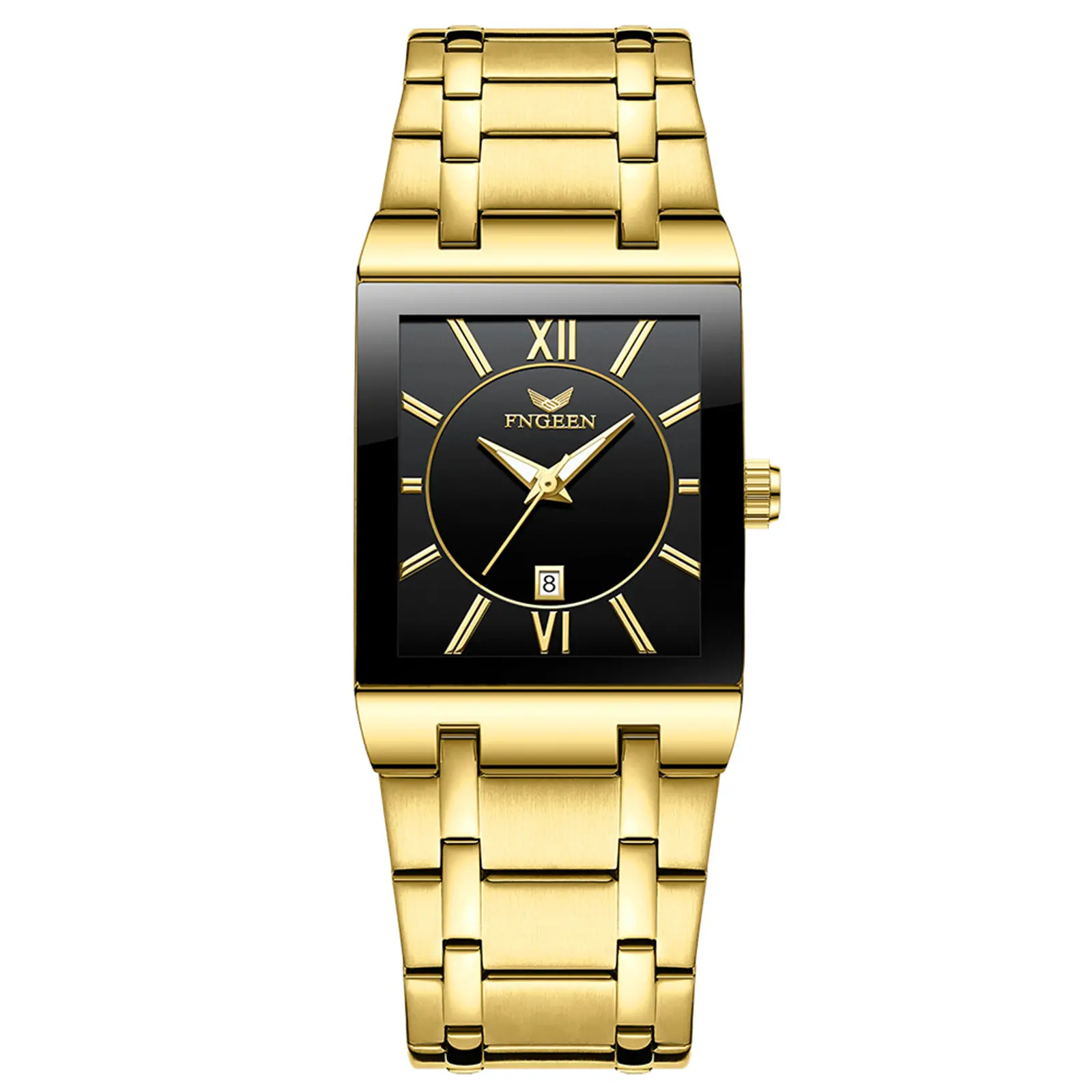 OIDEA Men's Square Stainless Steel Analog Quartz Watch - Adjustable Removable Band, Calendar Display, Waterproof, Classy Modern Geometric Adjustable Quartz Business Wrist Watch, Adjustable Quartz Watches, Analog Quartz Watches