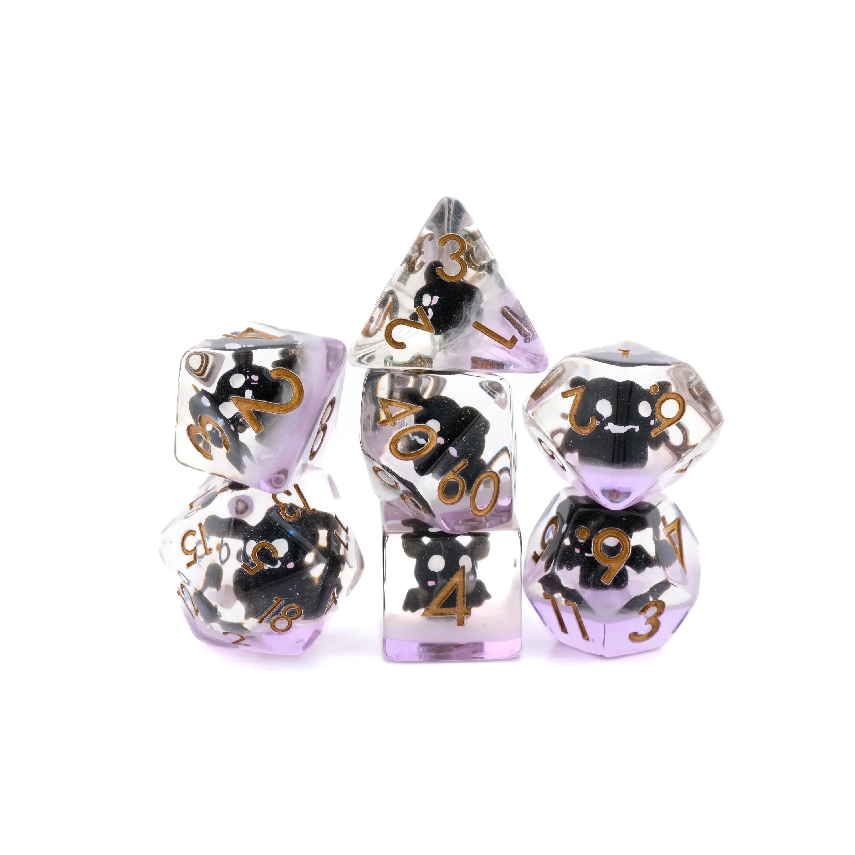 Vampire Bat Resin DnD Dice Set, 7-Piece Bloodsucking Animal RPG Dice with Clear Design & Miniature Bat, for Dungeons & Dragons Enthusiasts