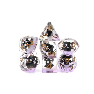 Vampire Bat Resin DnD Dice Set, 7-Piece Bloodsucking Animal RPG Dice with Clear Design & Miniature Bat, for Dungeons & Dragons Enthusiasts