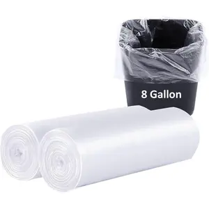 40 Count 8 Gallon Trash Bags Clear Medium Garbage Bags , Leakage-Free,Unscented 30 Liter Thick for Bathroom, Office, Kitchen  Basket Trash Can (Clear, 8 Gallon-40 Count)