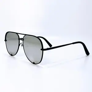 Sunset Aviator Sunglasses with UV Protection - Oversized Metal Frame, Chrome Finish, PC Lenses, Unisex Fashion Accessory