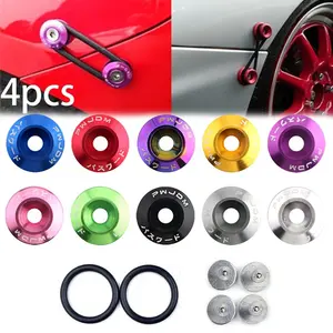 Universal Car Modification Kit, 4-Piece Colorful Dual Screw Bolt Set, Fender Liner Gasket, Bumper Engine Rivet, Aluminum Alloy, Generic Type