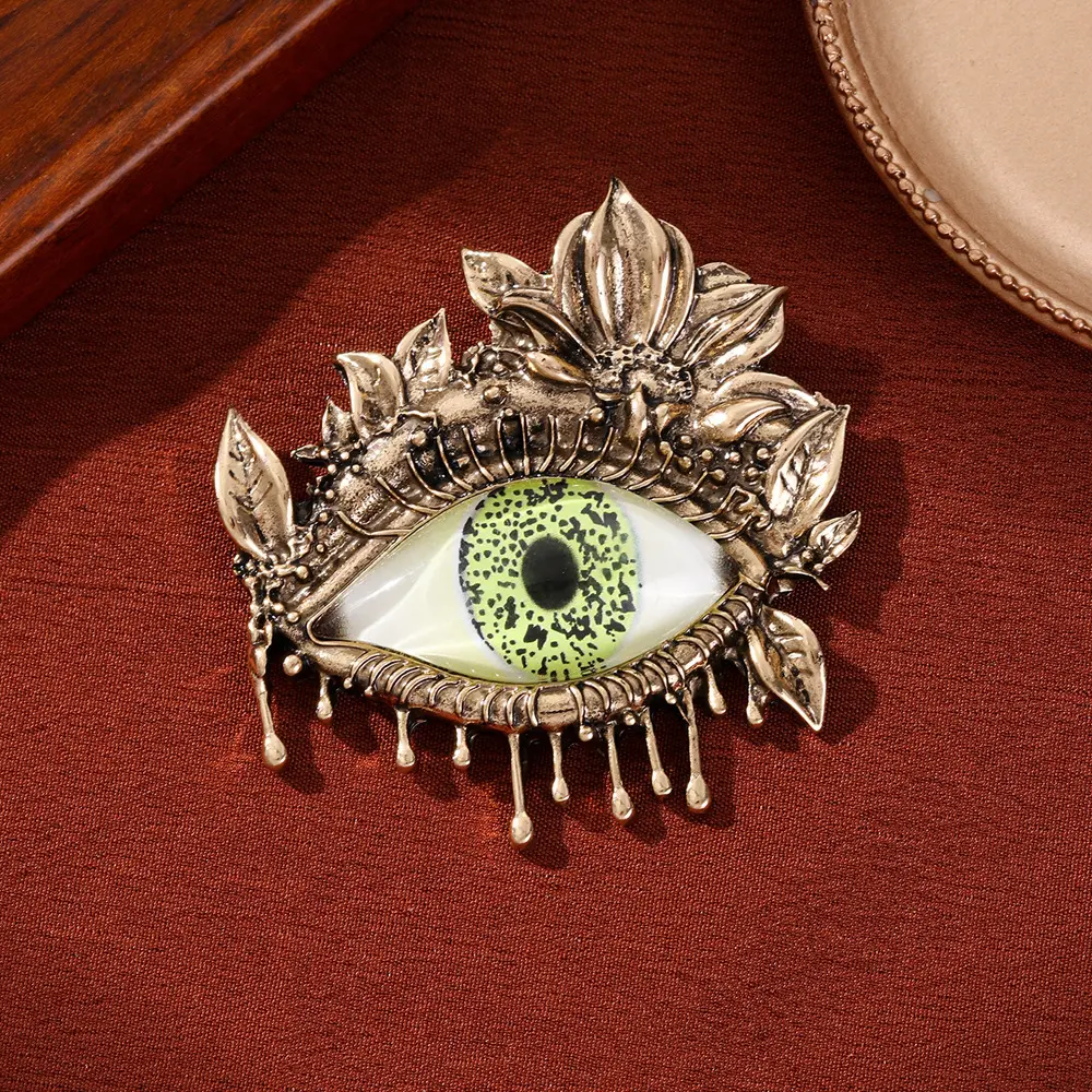 Vintage Evil Eye Brooch — Sparkling Synthetic Gemstone Alloy Brooch Pin with Ancient Protective Symbolism. Statement Coat and Jacket Accessory with Timeless Old-World Charm