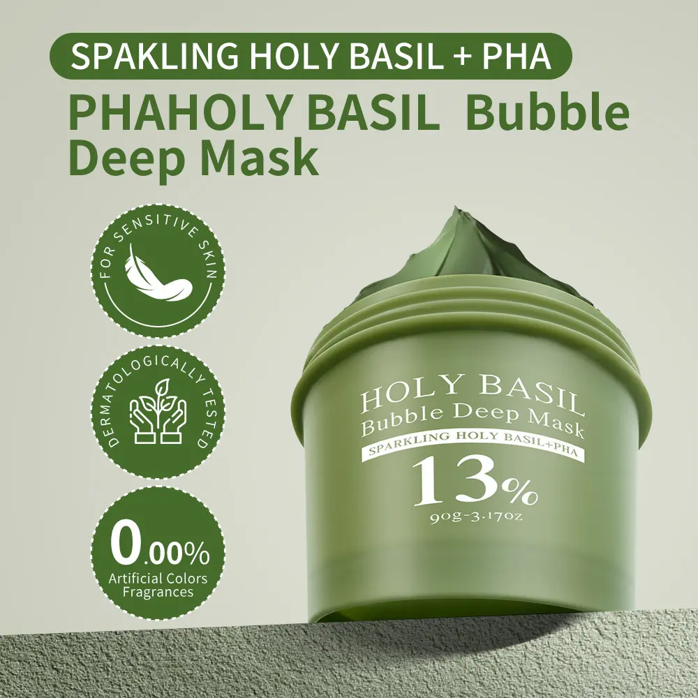 Deep Bubble Cleansing Mask with Holy Basil & PHA – Pore Detox Mask for Blackheads, Whiteheads & Clogged Pores – Oil Control & Skin Balancing – Gentle Exfoliating Bubble Face Mask for Sensitive, Acne-Prone & Dull Skin – Clear Smooth Glow Care