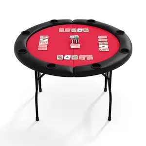 Garvee 8 Player 48 Inch Folding Poker Table with Cup Holders, Professional Casino Grade Card Table for Texas Holdem & Blackjack, Portable Multi-Gaming Table for Home and Man Cave