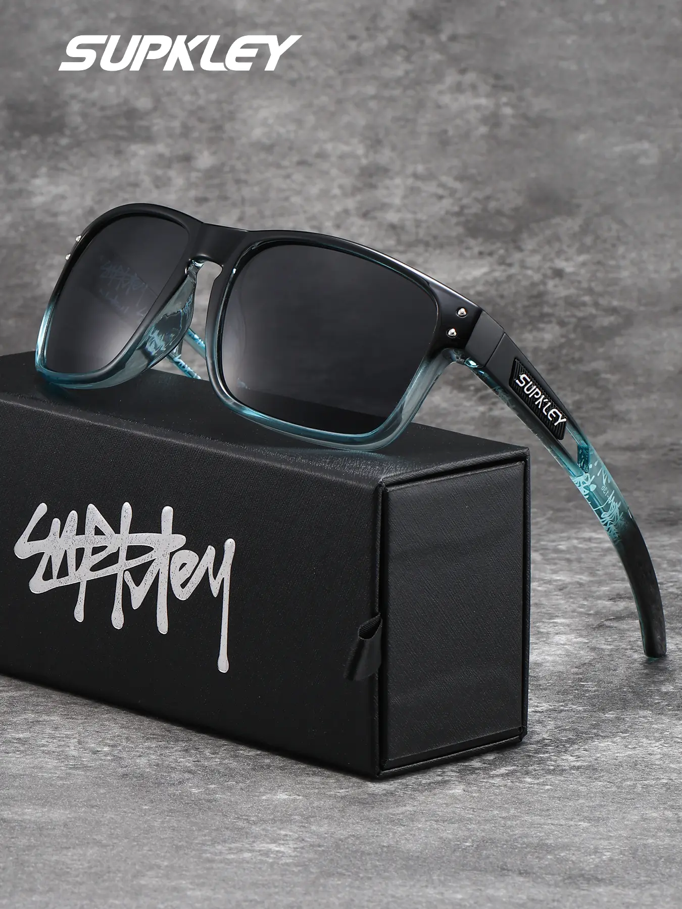 SUPKLEY Lightweight Polarized Sport Fashion High Quality Sunglasses, Square Frame Metal Hinges, Ideal for Golf Driving Fishing Outdoor Activities, Trendy Square Framed Sunglasses