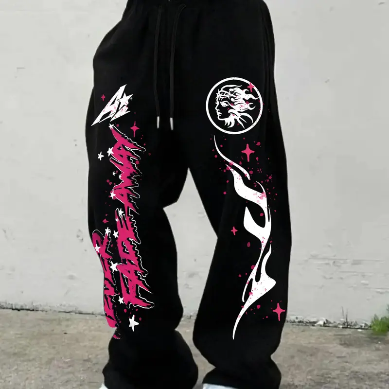 Casual Loose-Fit Sweatpants, Drawstring Waist, Comfortable Street Style, Casual Comfy Sporty, Athleisure Style, Fitness Casual Pants, Perfect for Daily, Sports, and Gatherings, Athletic Casual Pants, Sweatpants Streetwear