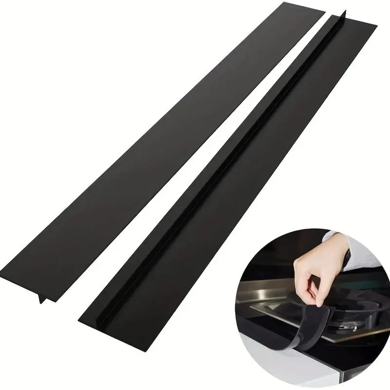 Silicone Stove Counter Gap Cover 21" , Easy Clean Gap Filler Sealing Spills Between Kitchen Counter, Appliances,Stovetop, Oven, Washing Machine, Washer, Dryer Set of 2 (Black)