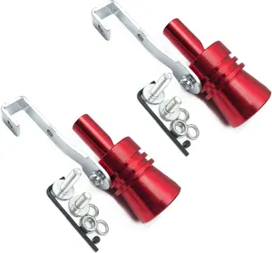 2pcs XL Size Aluminum Alloy Universal Turbo Sound Exhaust Muffler Pipe Whistle Car Roar Maker Red