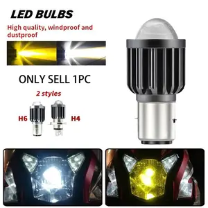H4 H6 BA20D LED Headlight Bulb Hi/Lo Beam Light Lamp Motorcycle Fog Lights 12V CSP Lens Two-color White/Yellow Lamp Scooter Accessories