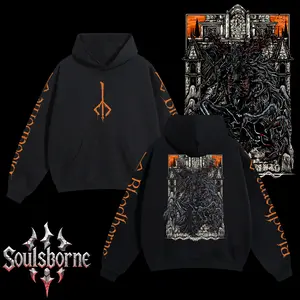 [Soulsborne Style] Vintage Grim Style Cleric Beast - Bloodborne Unisex Hoodie, Soulsborne Gaming Apparel, Game Shirt, Video Game Clothes, Boy Merch, Gift For Him, Gift For Her, Soulslike Streetwear