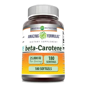 Amazing Formulas Beta-Carotene Supplement | 25,000 IU | 180 Softgels | Non-GMO | Gluten-Free | Made in USA