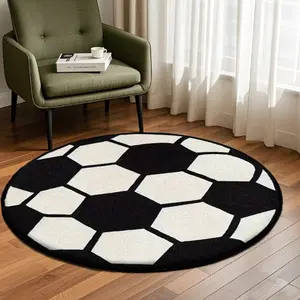Velvet Creative Football Rug, Bedroom Bedside Decor, Soft Foot Pad, Living Room Balcony Home Decoration, Hotel Office Decor