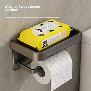 Wall-mounted toilet tissue box, bathroom punch-free waterproof toilet paper holder, restroom roll paper rack