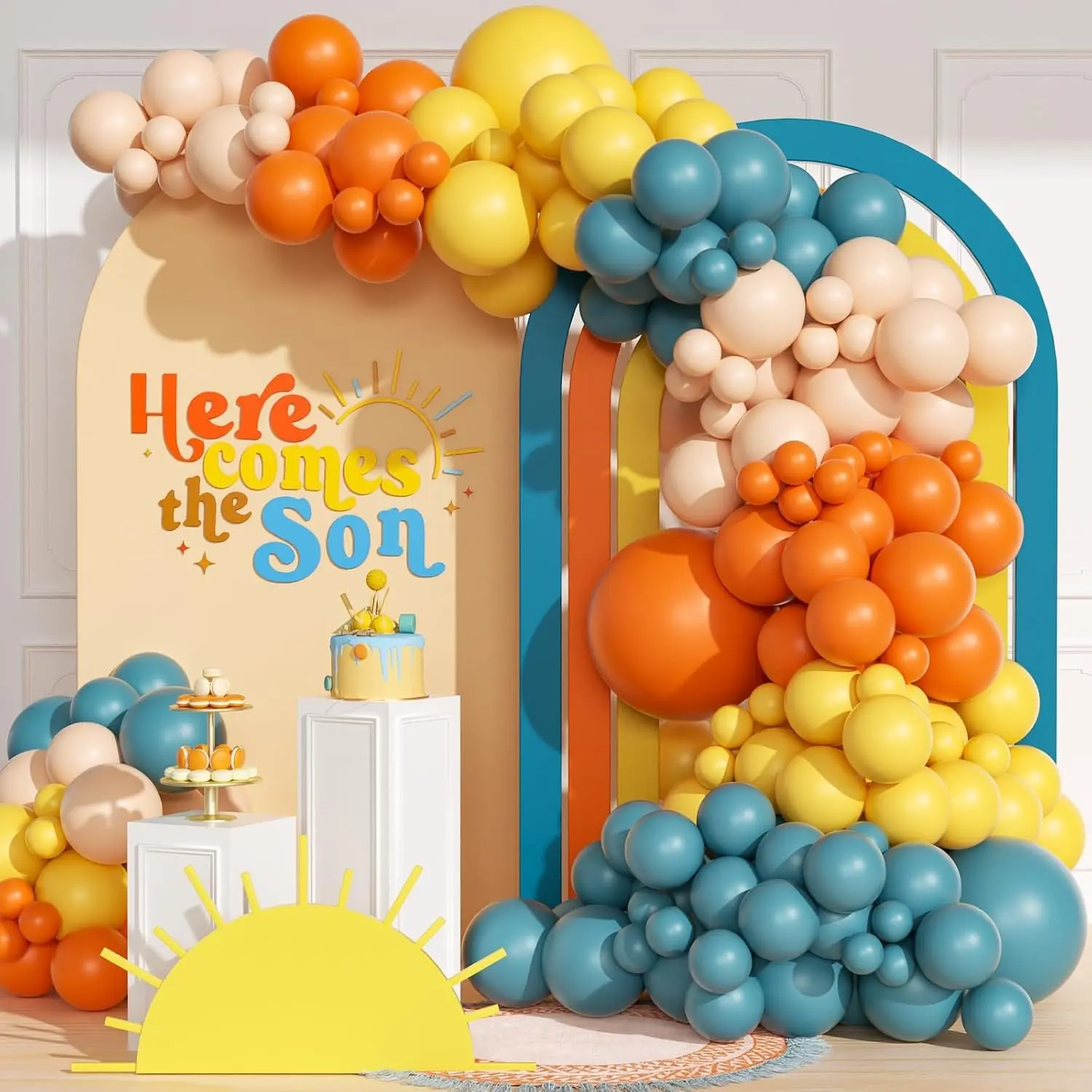 Boho Sunrise Balloon Garland Kit for Baby Shower and Retro Party Decor