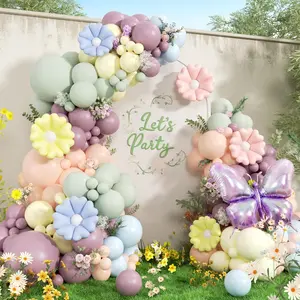 143 count Wildflower Balloon Arch Kit with Pastel Floral Flower Butterfly Balloons for Wildflower Fairy   in Bloom  Shower Birthday Party Decorations