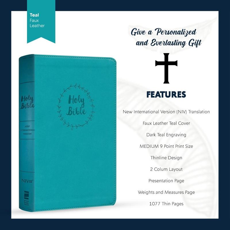 Custom NIV Teal Standard SIze Thinline Holy Bible Medium Print - Tiktok