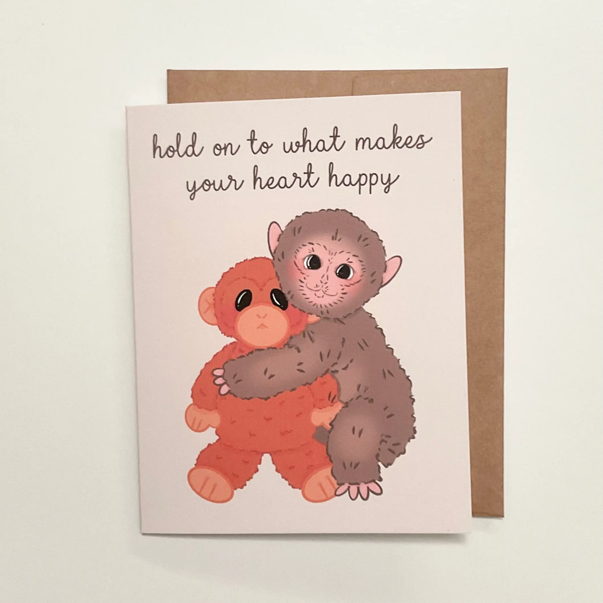 Hold On To What Makes Your Heart Happy Punch The Monkey Greeting Card
