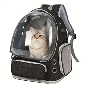 Cat Backpack Carrier with Large Space Bubble Window, Airline Approved Breathable Pet Carrier for Small Dogs Cats up to 15lbs, Foldable for Travel Hiking & Outdoor Use