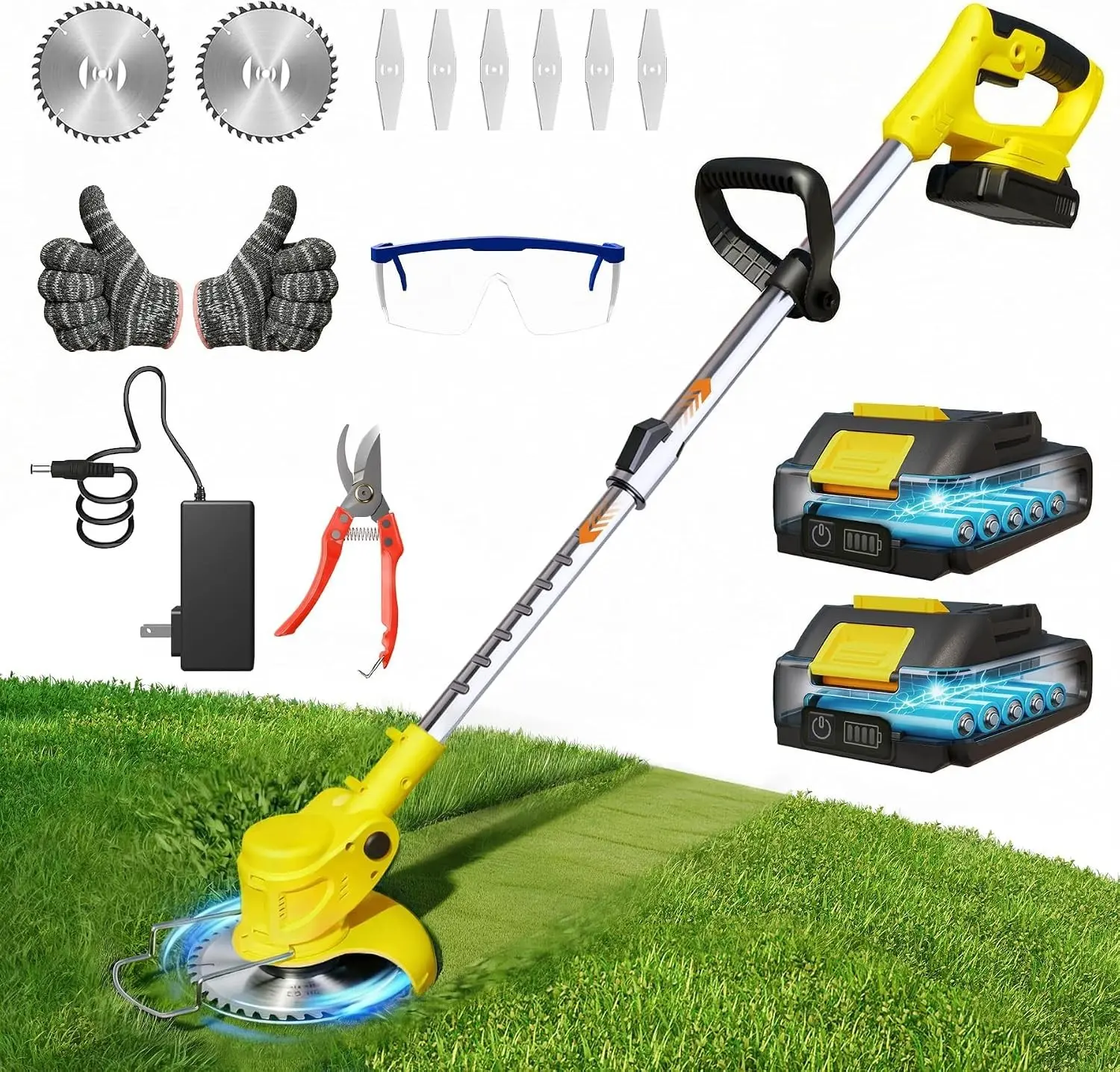 Cordless Weed Wacker Eater Brush Cutter Weed Trimmer with Blade Stringless