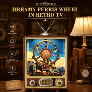 Dreamy Ferris Wheel TV building blocks, educational and fun for parent-child interaction, built-in lights to inspire creativity, collectible model, ideal birthday gift
