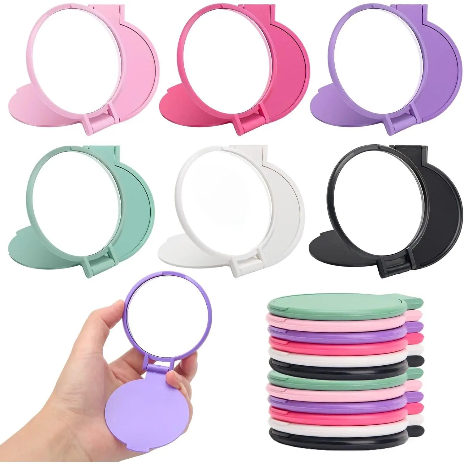 18 count Mini Folding Mirror Round Compact, 2.4 in Small Portable Travel Makeup Mirror Compact Mirror Bulk Round Makeup Mirror for Purse, Women Girls Travel Daily Use