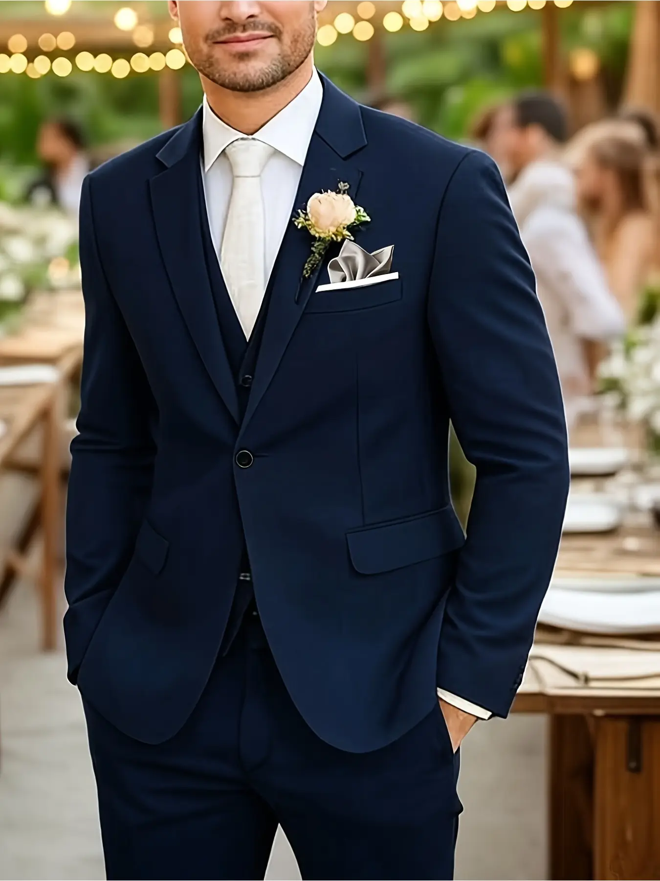 Elegant Men'S 3pcs Suit - Slim Fit Tuxedo Set for Weddings & Formal Occasions, Black Suit with White Shirt & Pants, Perfect for Office Meetings and Elegant Events, Formal Attire|Slim Fit Suit|Durable Wedding Wea