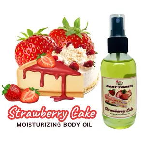 Body Treats Strawberry Cake Body Oil | Dry Skin | Smell Edible All Day | Soft Glowing Skin