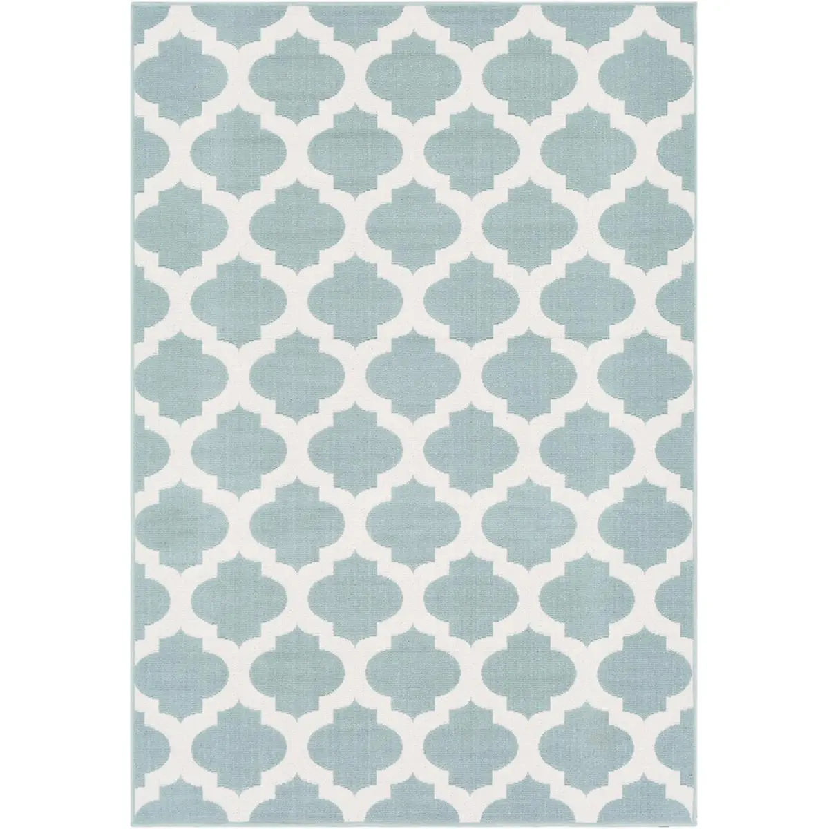 Livabliss ALF9664-1616 18"x18" Polypropylene Water-Resistant Indoor/Outdoor Alfresco Area Rug Sample - Aqua, White, Machine-Maintainable, Ideal for Entryways/Hallways