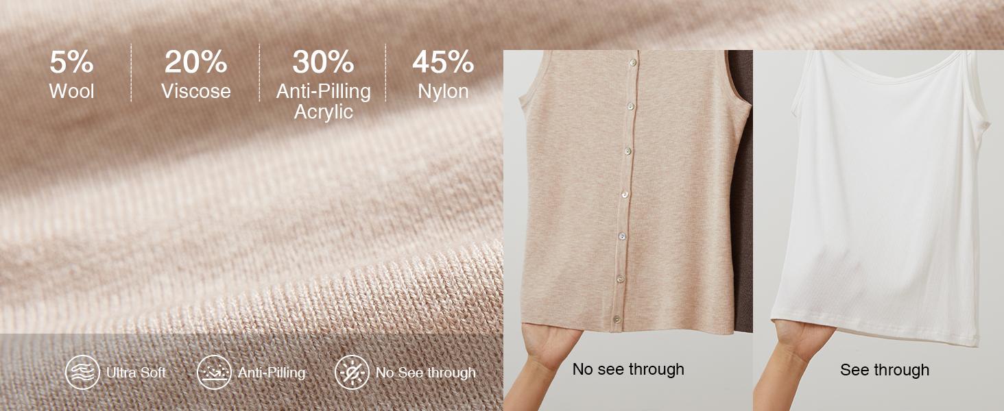 Arach&Cloz Women's Wool Blend Non See Through Button Down Business Casual Tank Tops 2026