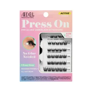 Ardell Pre-Glued Press On Underlash Extensions - Active Pump'N, D Curl, Gentle Cosmetic Makeup Inner Cluster Lashes, Eyelashes Extensions