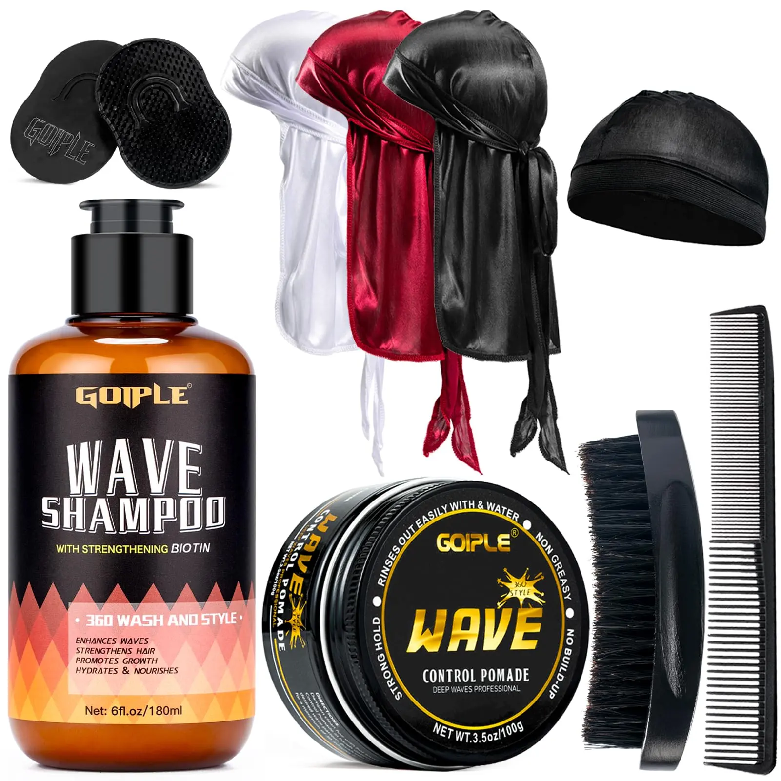 Waves Pomade-360 Waves Wash Shampoo Kit -Wave Shampoo for Black Men 360 Wave Shampoo Waves Shampoo Strenghtens Daily Nourishing