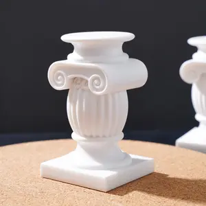 Drum-Shaped Roman Column Sculpture, Church Decor, European Candle Holder, Festival Decoration, Home Desk Ornament, Wedding Decor