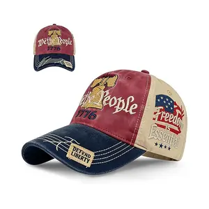America 250th Anniversary 1776-2026 Embroidered Baseball Cap Unisex Adjustable Vintage Washed Gray Relaxed Fit Baseball Cap with Liberty Bell & American Flag Decorations Daily Casual Outdoor Spring Summer Fall Headwear