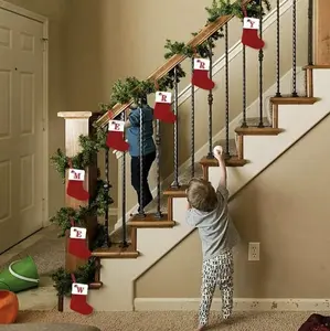 Christmas Socks Knitting Snowflake Letter Stocking 2025 For Home Xmas Tree Ornament Gift Navidad Natal 2026 Red Cable Knit