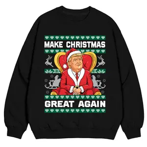 Trump Make Christmas Great Again Ugly Sweater, Make America Great Again Shirt For Men, Family Matching Christmas Cotton Shirt Classic Fabric