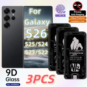 3-Pack Privacy Tempered Glass Screen Protector for Samsung Galaxy Series, Fingerprint, Ultra-Clear & Scratch-Resistant, Easy Install Film, Smartphone Accessories