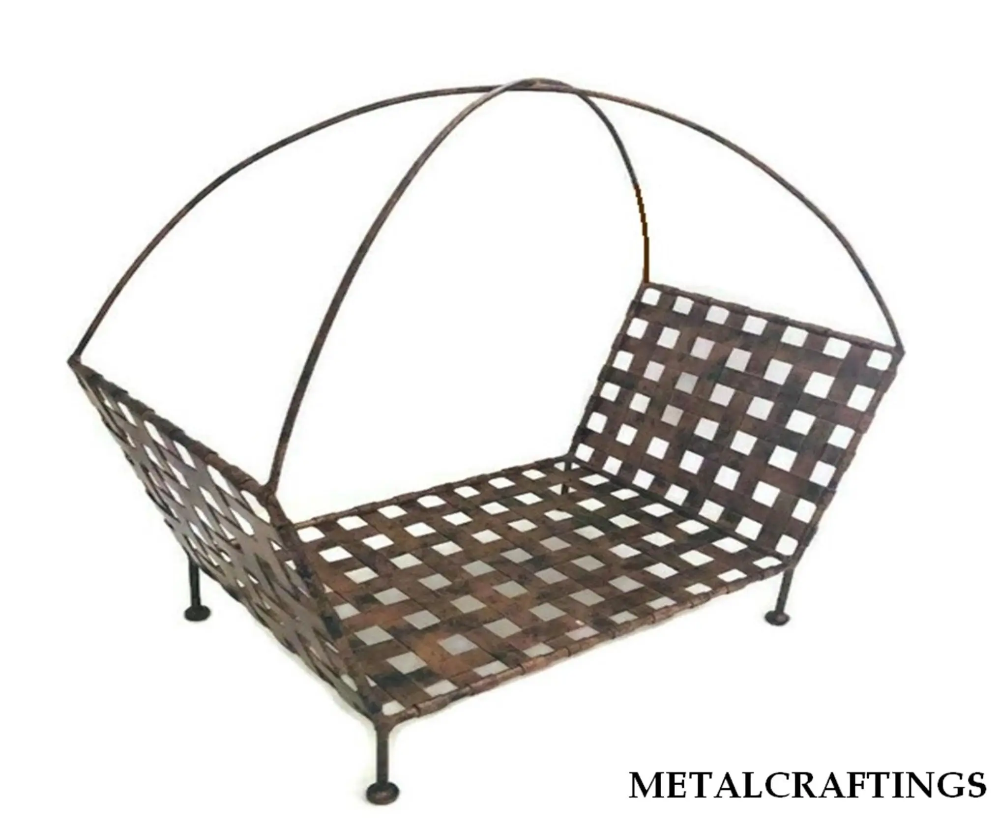 The Copper Ember Basket, Firewood Holder Light Organiser