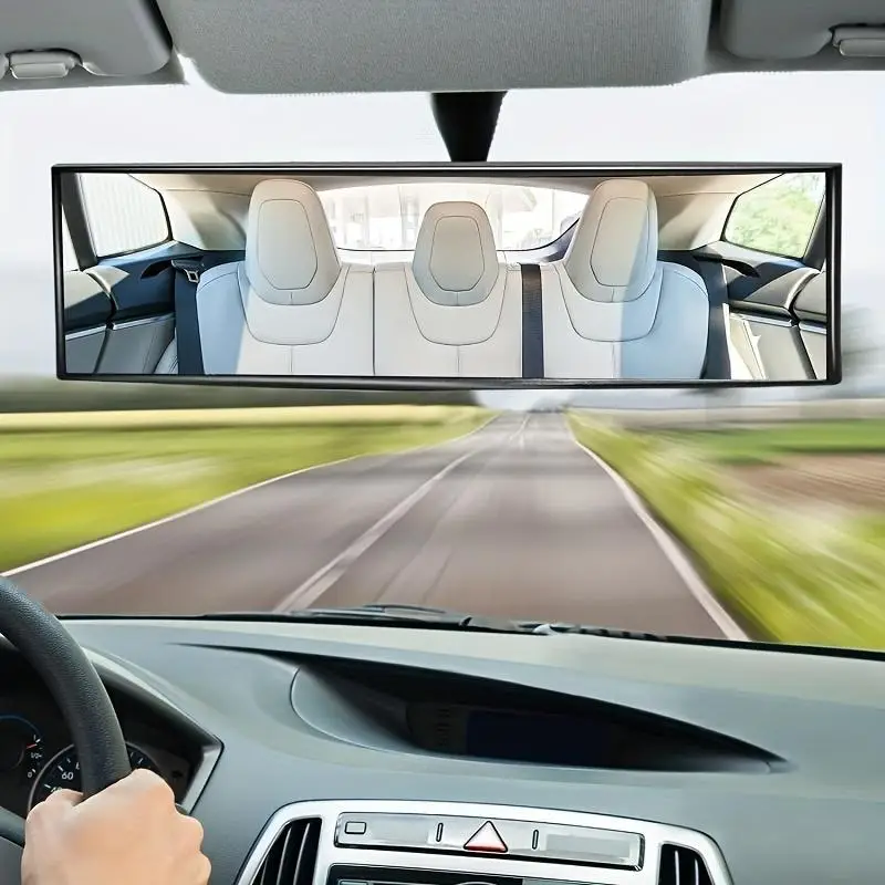 Car Curved Rearview Mirror, Modern Car Rearview Mirror, Wide Angle Anti-glare Car Rearview Mirror for Enhance Night Safety, Car Interior Accessories