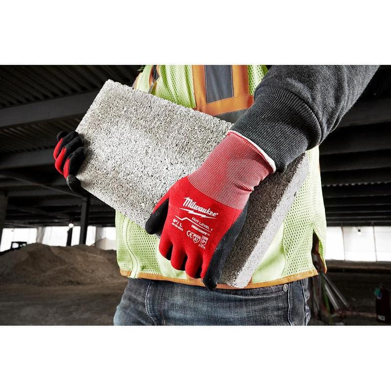 Milwaukee X-Large Red Nitrile Work Gloves Level 1 Cut Resistance Dipped Coating for Superior Safety Protection Enhanced Grip Comfort