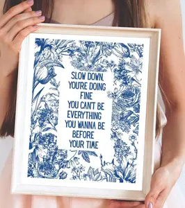 [SALE UP TO 50% + FREE SHIP] Matte Print in Blue, Slow Down You're Doing Fine poster, Billy Joel, Vienna wall art