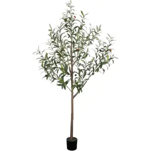5FT Olive Tree Artificial Indoor, 60in Tall Faux Olive Tree with Pot, Fake Potted Tree with Fruits for Home Office Decor