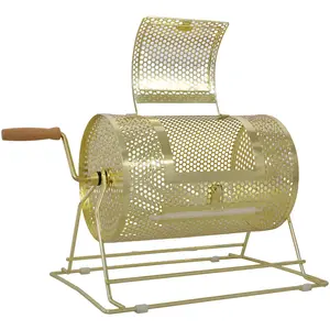 12x8 In Raffle Drum Spinner, Brass-Plated Roll Box, Wood Handle, Secure Latch, Triangular Base, 2500 Capacity for Tickets or 100 Ping Pong Balls, Ideal for Events (Tools & Hardware Hand Tool Accessory)