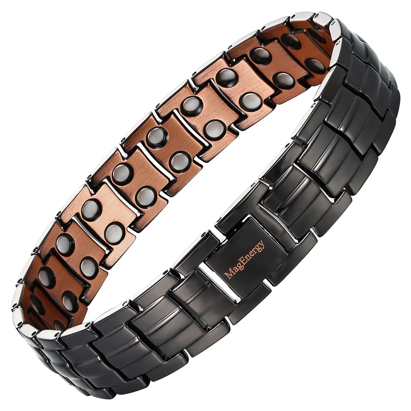 MagEnergy High-quality Pure Red Copper Double Row 3500 Gauss Magnet Bracelet Trendy Versatile Men's Wrist Must-have Wearable bracelet men   Bracelet DIY Set Halloween Stainless Steel  Kit   Bracelet Charms Pack Italian Charm